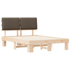 Estructura de Cama con Cabecera Tapizada Taupé 160 x 200 cm