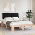 Estructura de Cama con Cabecera Tapizada Negro 150 x 200 cm