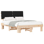 Estructura de Cama con Cabecera Tapizada Negro 150 x 200 cm