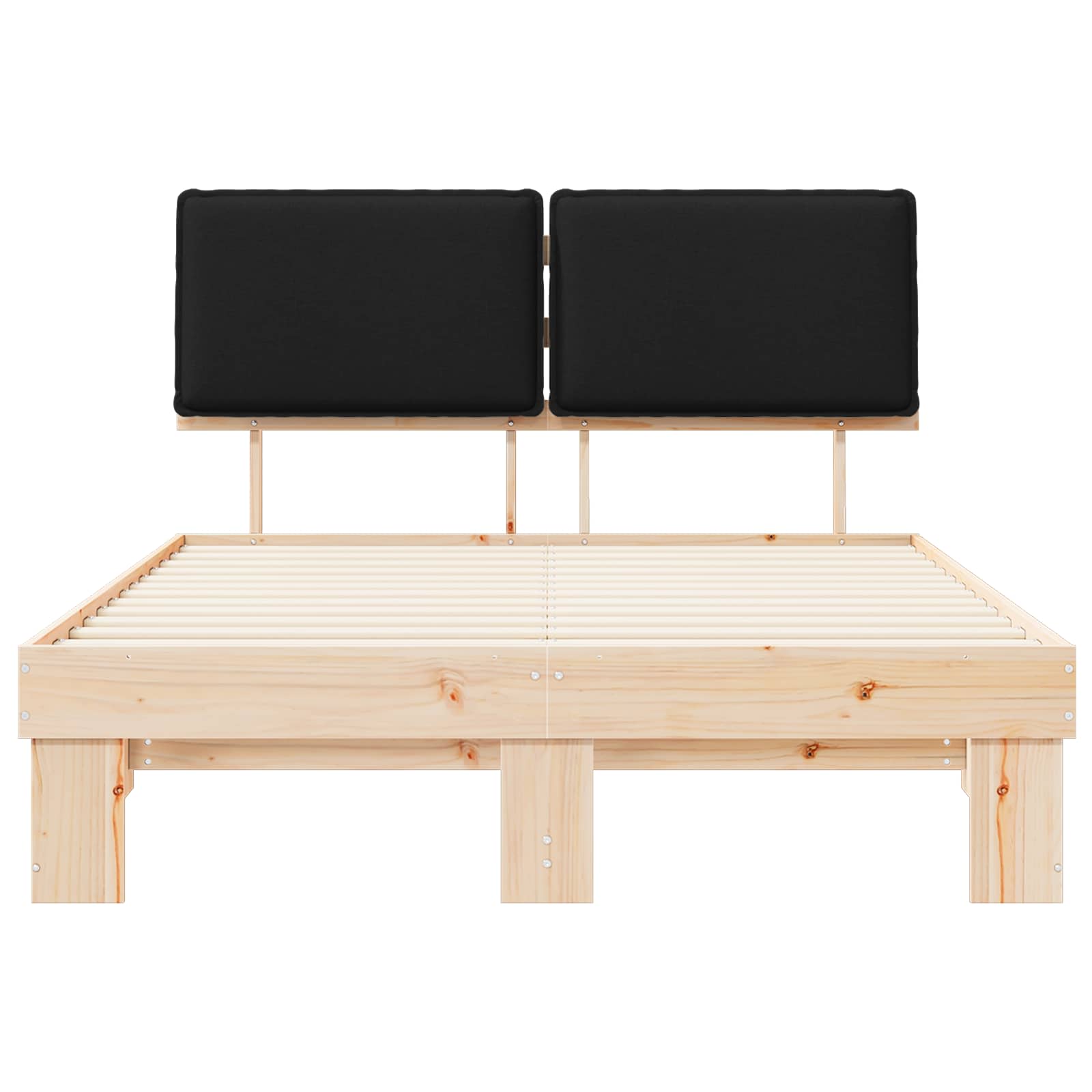 Estructura de Cama con Cabecera Tapizada Negro 150 x 200 cm