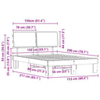 Estructura de Cama con Cabecera Tapizada Negro 150 x 200 cm