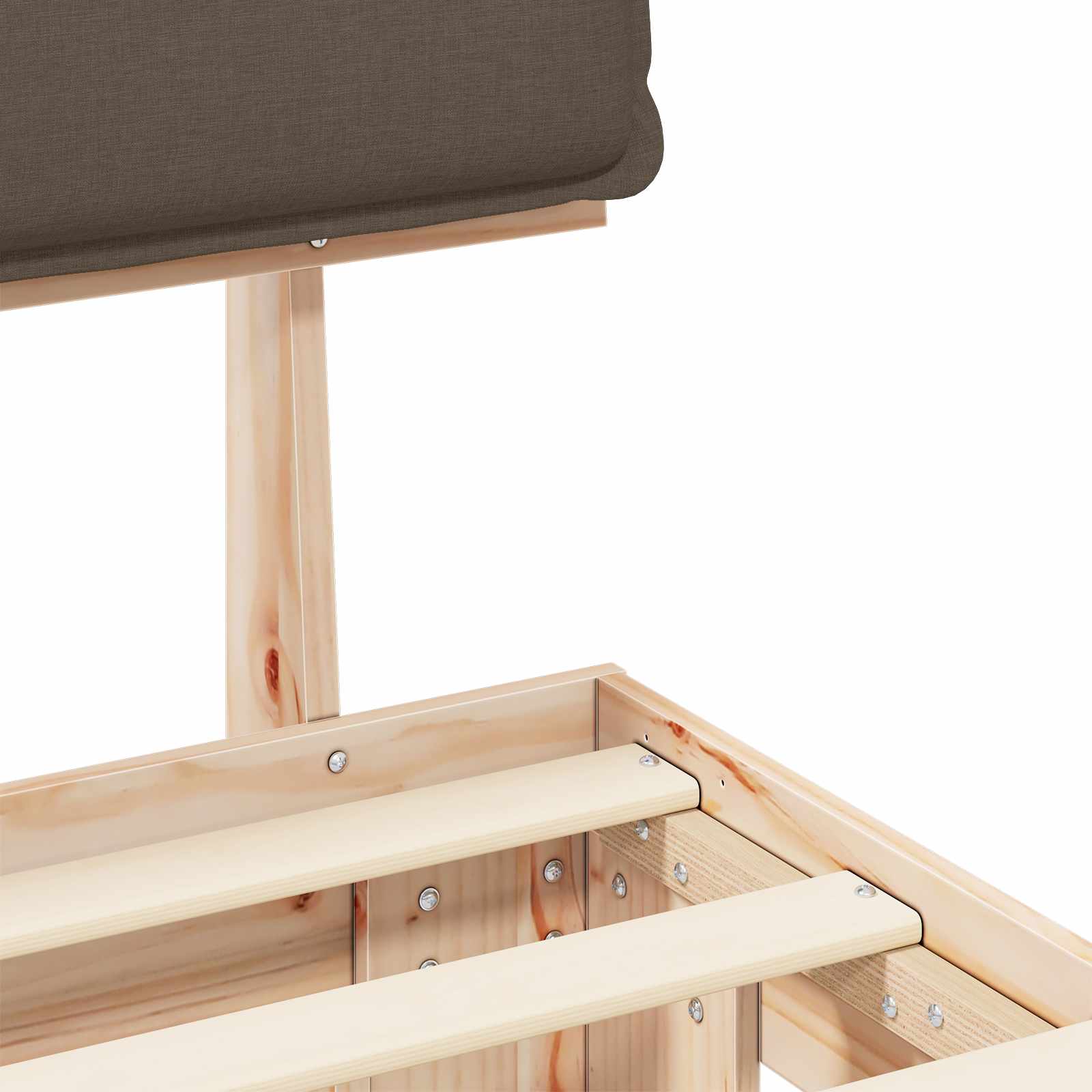 Estructura de Cama con Cabecera Tapizada Taupé 150 x 200 cm