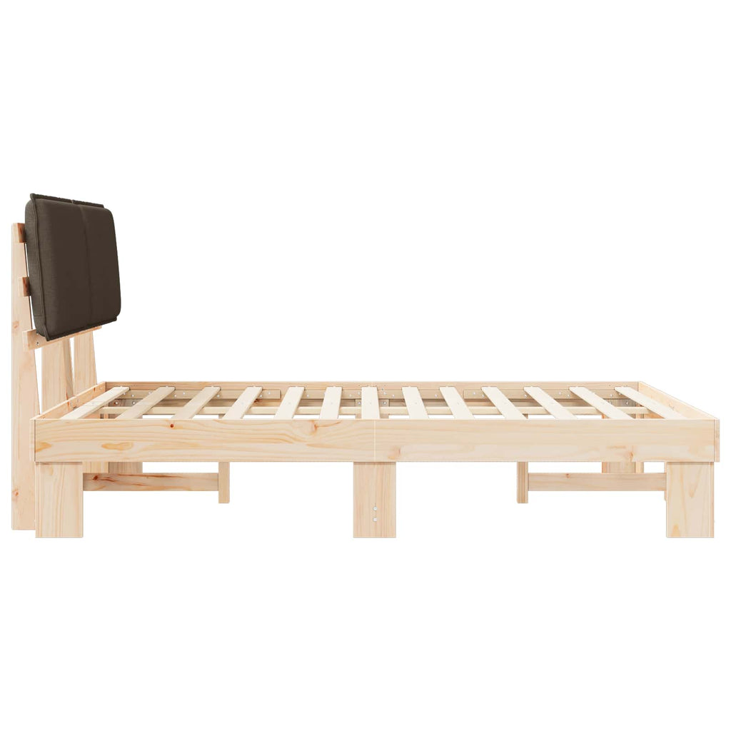 Estructura de Cama con Cabecera Tapizada Taupé 150 x 200 cm