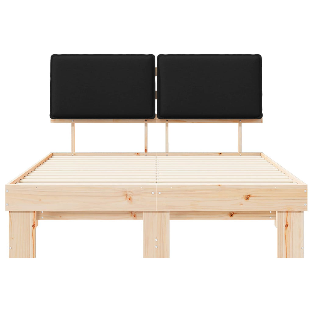 Estructura de Cama con Cabecera Tapizada Negro 140 x 200 cm