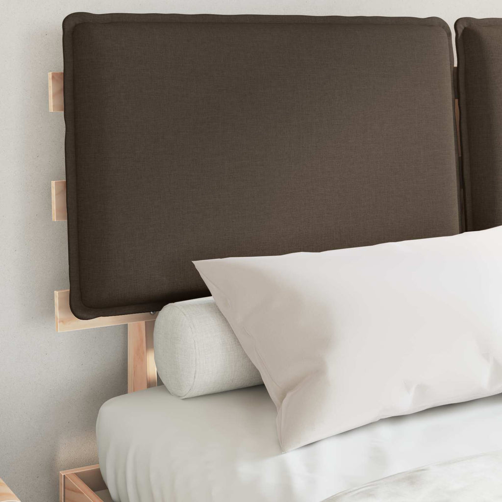 Estructura de Cama con Cabecera Tapizada Taupé 140 x 200 cm