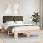 Estructura de Cama con Cabecera Tapizada Taupé 140 x 200 cm