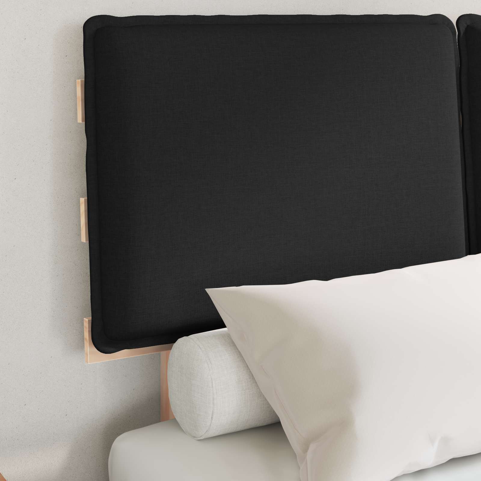 Estructura de Cama con Cabecera Tapizada Negro 120 x 200 cm