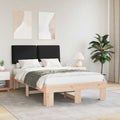 Estructura de Cama con Cabecera Tapizada Negro 120 x 200 cm
