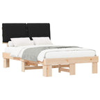Estructura de Cama con Cabecera Tapizada Negro 120 x 200 cm