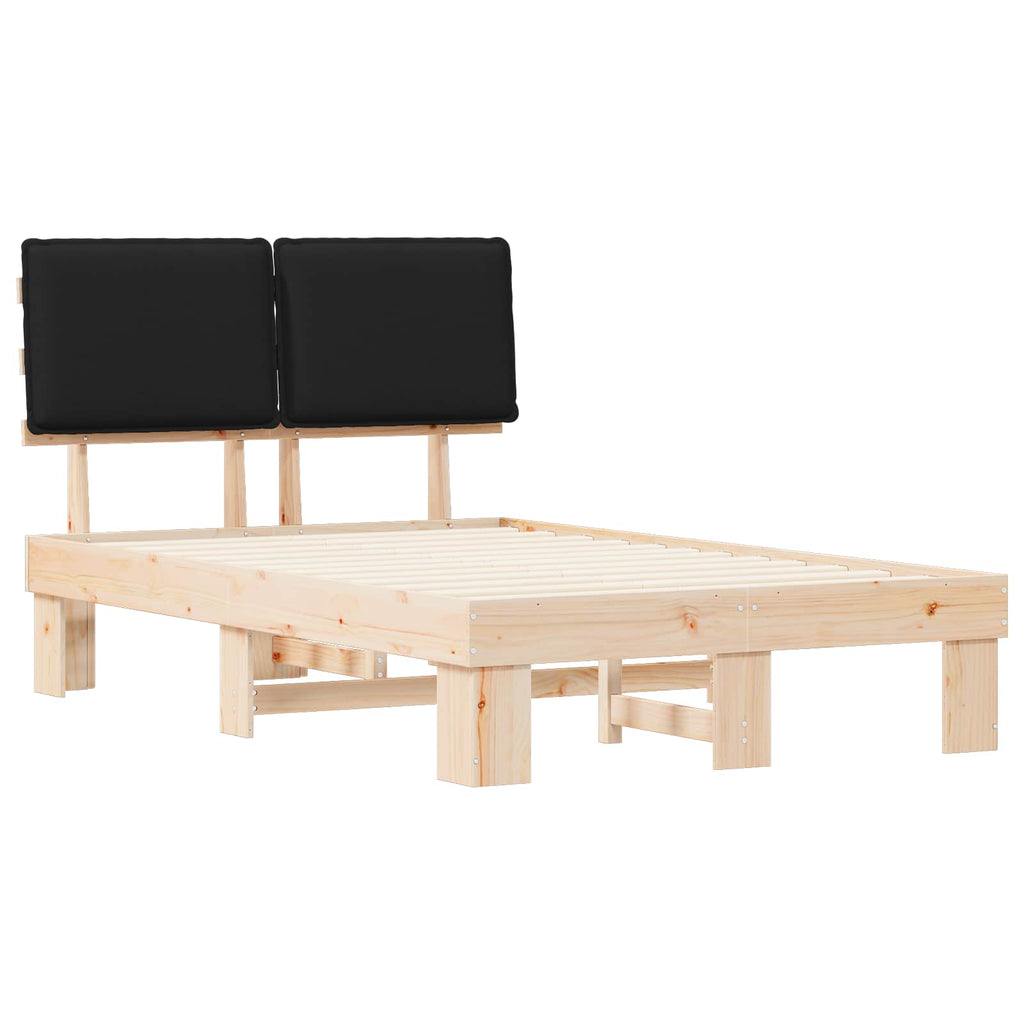 Estructura de Cama con Cabecera Tapizada Negro 120 x 200 cm