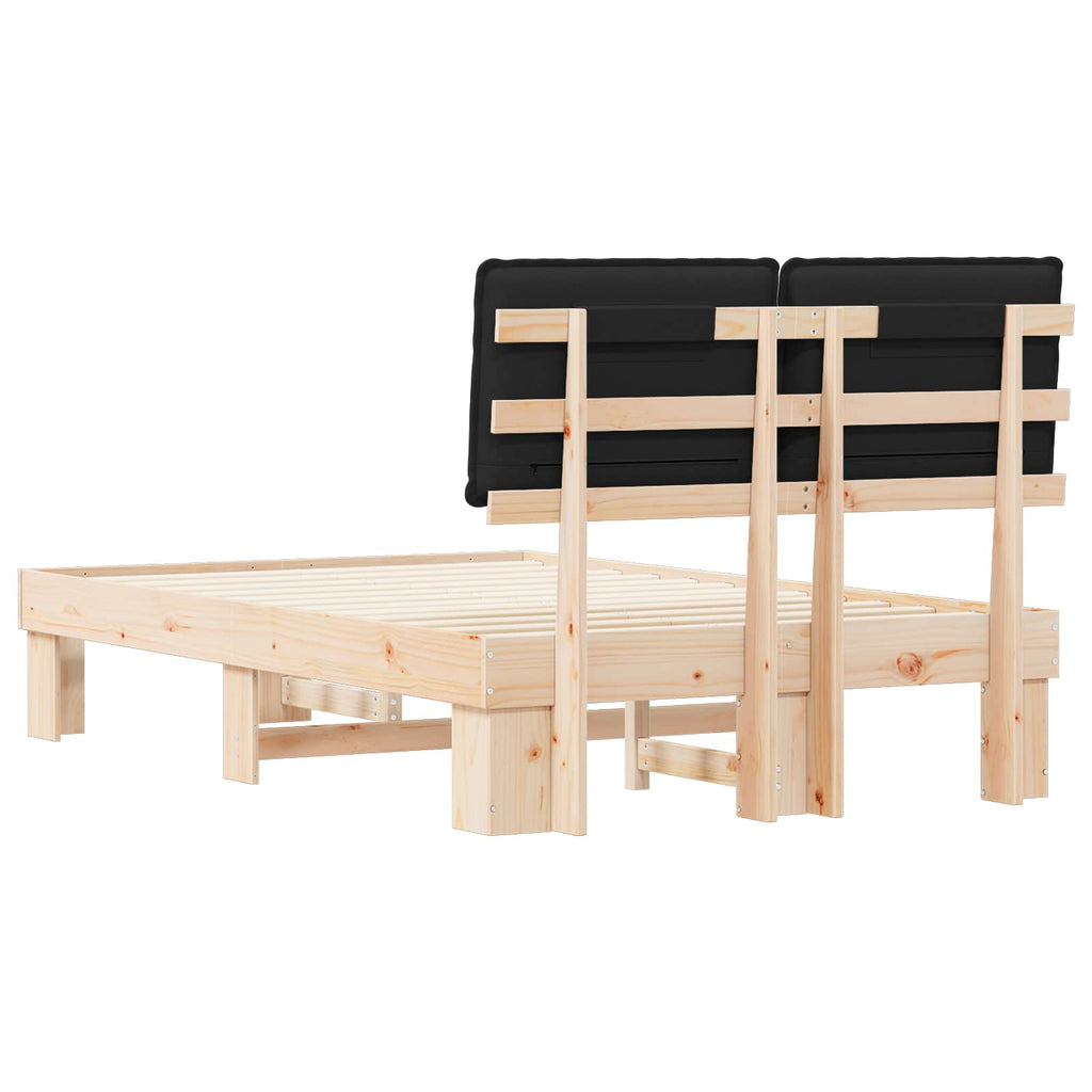 Estructura de Cama con Cabecera Tapizada Negro 120 x 200 cm