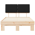 Estructura de Cama con Cabecera Tapizada Negro 120 x 200 cm