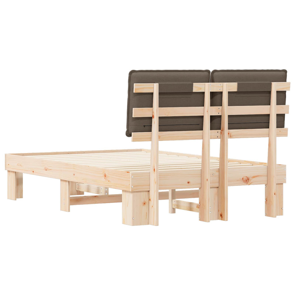 Estructura de Cama con Cabecera Tapizada Taupé 120 x 200 cm