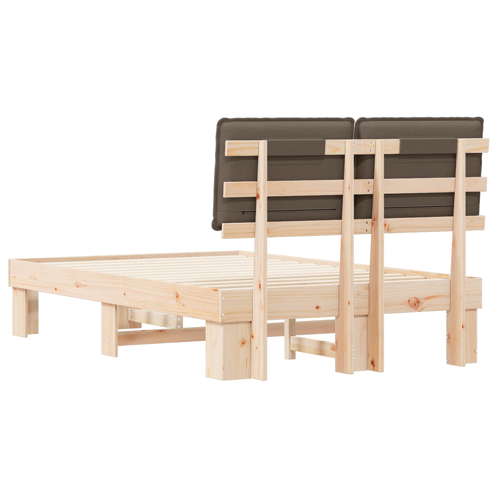 Estructura de Cama con Cabecera Tapizada Taupé 120 x 200 cm