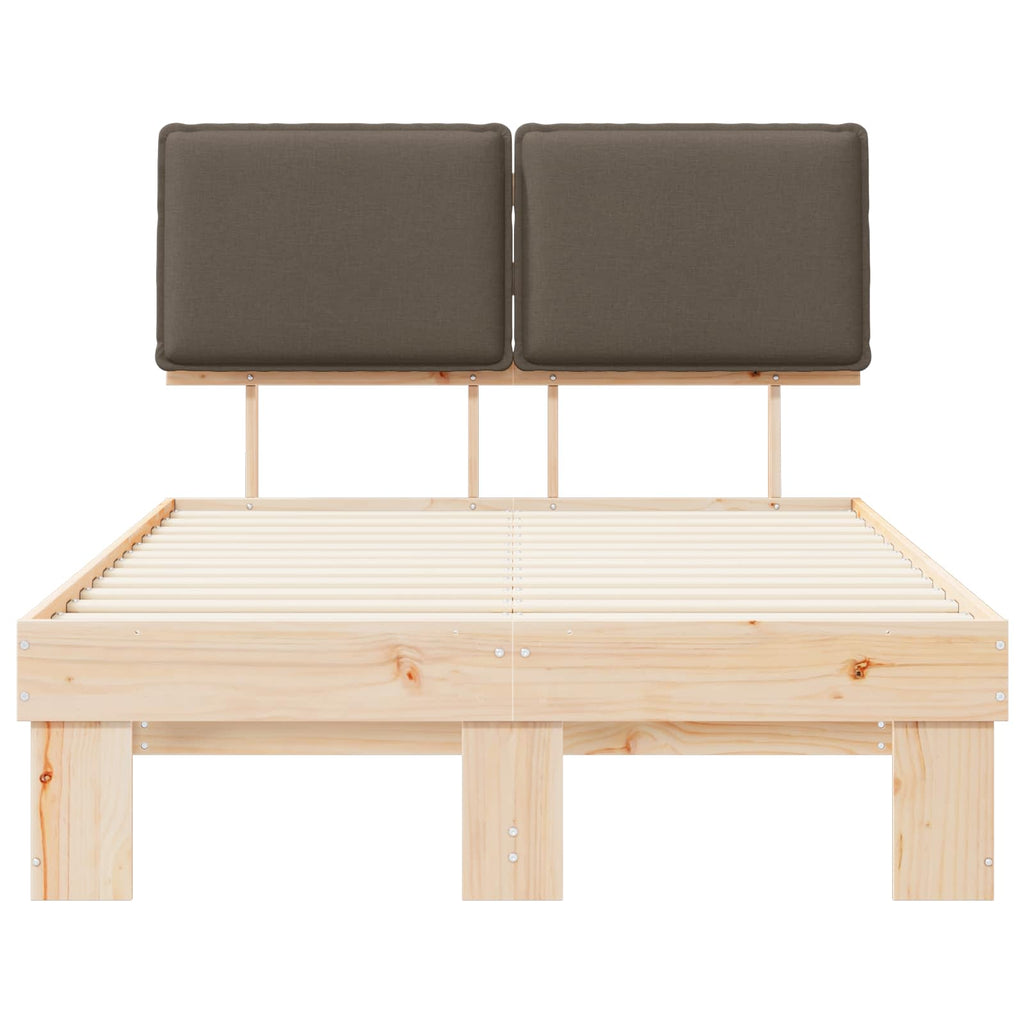 Estructura de Cama con Cabecera Tapizada Taupé 120 x 200 cm