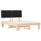 Estructura de Cama con Cabecera Tapizada Negro 140 x 190 cm