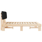 Estructura de Cama con Cabecera Tapizada Negro 140 x 190 cm