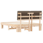 Estructura de Cama con Cabecera Tapizada Taupé 140 x 190 cm