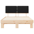 Estructura de Cama con Cabecera Tapizada Negro 135 x 190 cm