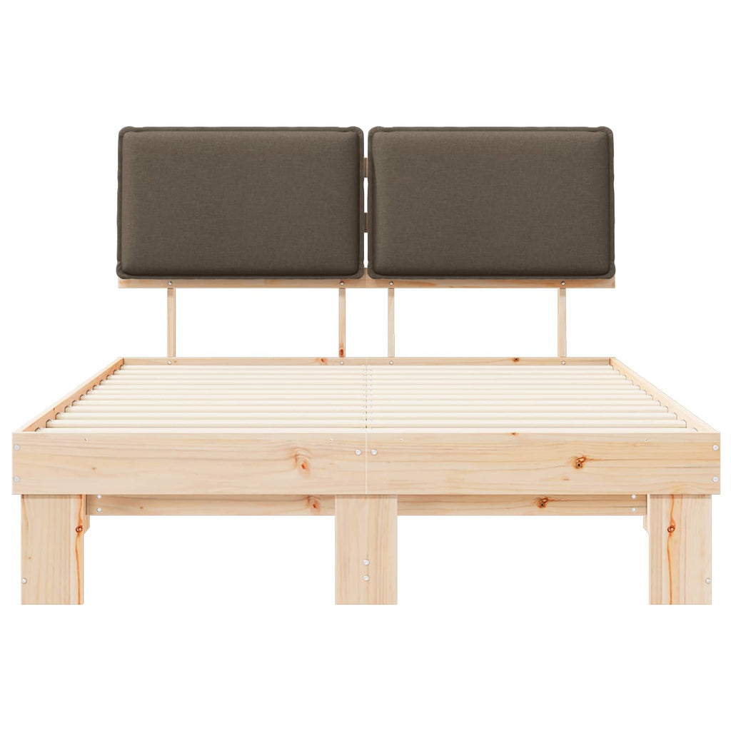 Estructura de Cama con Cabecera Tapizada Taupé 135 x 190 cm