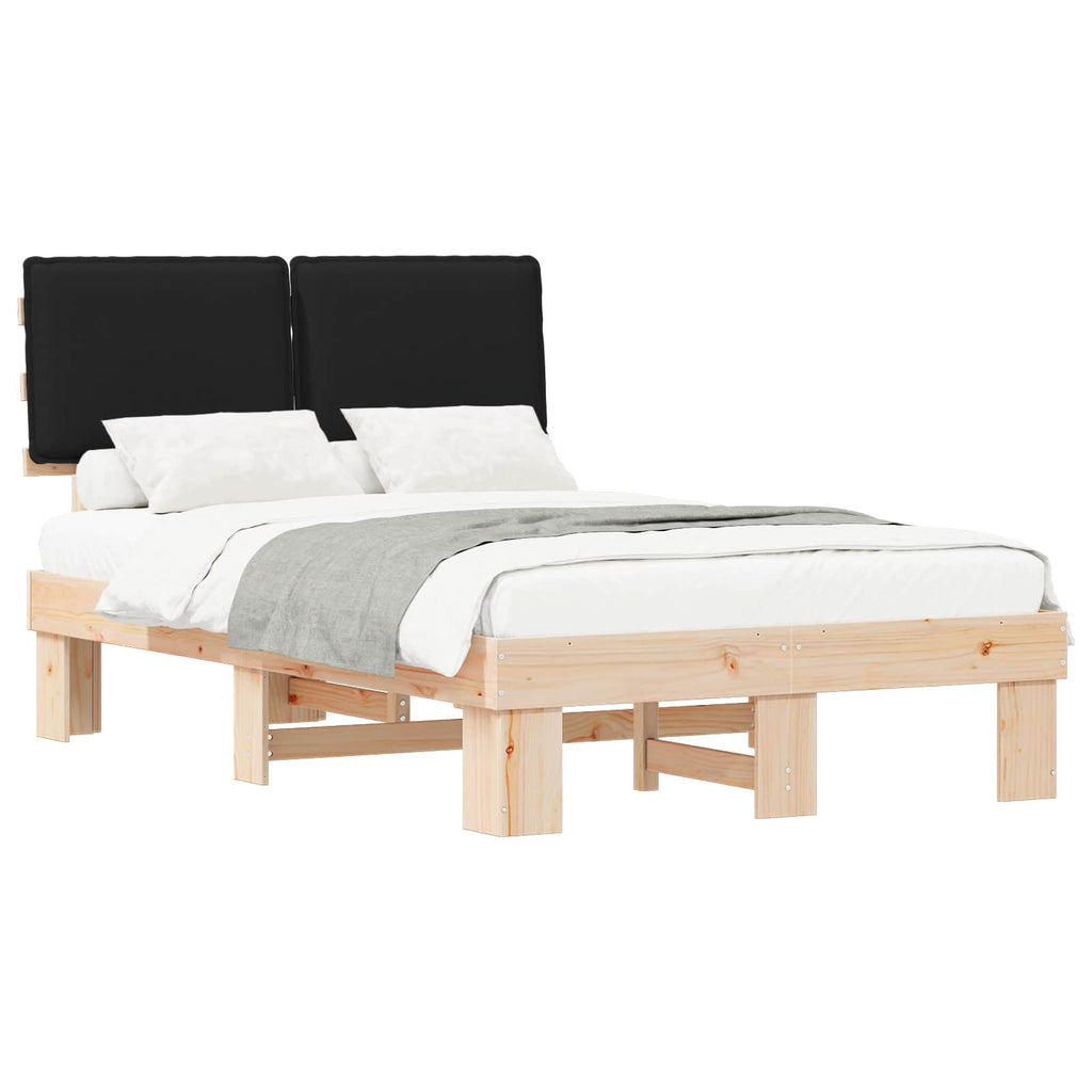 Estructura de Cama con Cabecera Tapizada Negro 120 x 190 cm