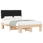 Estructura de Cama con Cabecera Tapizada Negro 120 x 190 cm