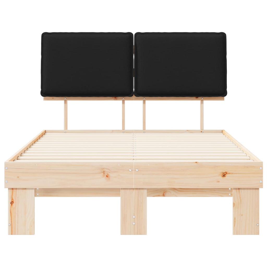 Estructura de Cama con Cabecera Tapizada Negro 120 x 190 cm