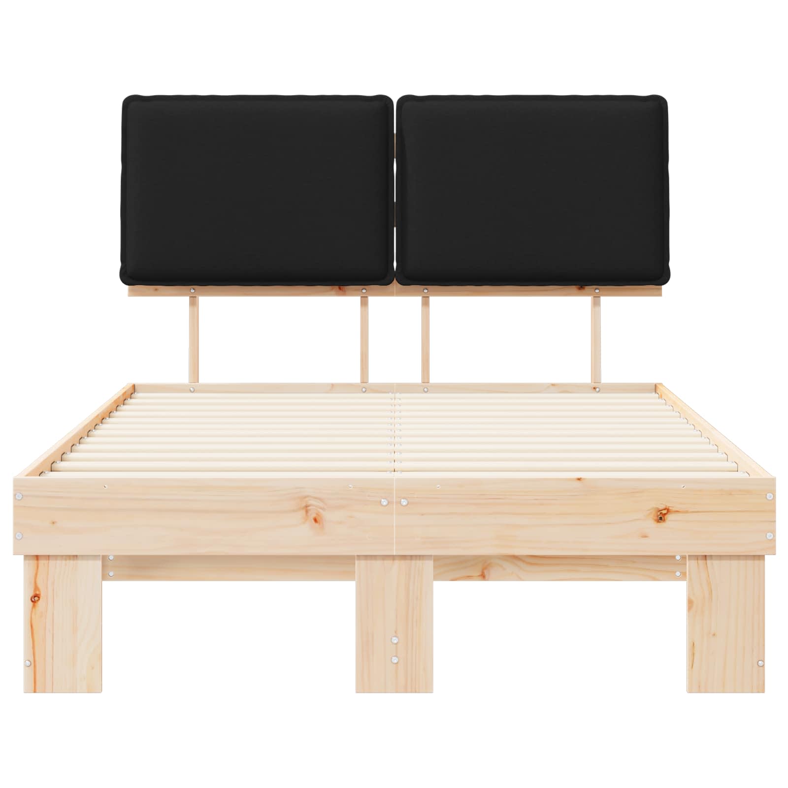 Estructura de Cama con Cabecera Tapizada Negro 120 x 190 cm