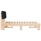 Estructura de Cama con Cabecera Tapizada Negro 120 x 190 cm