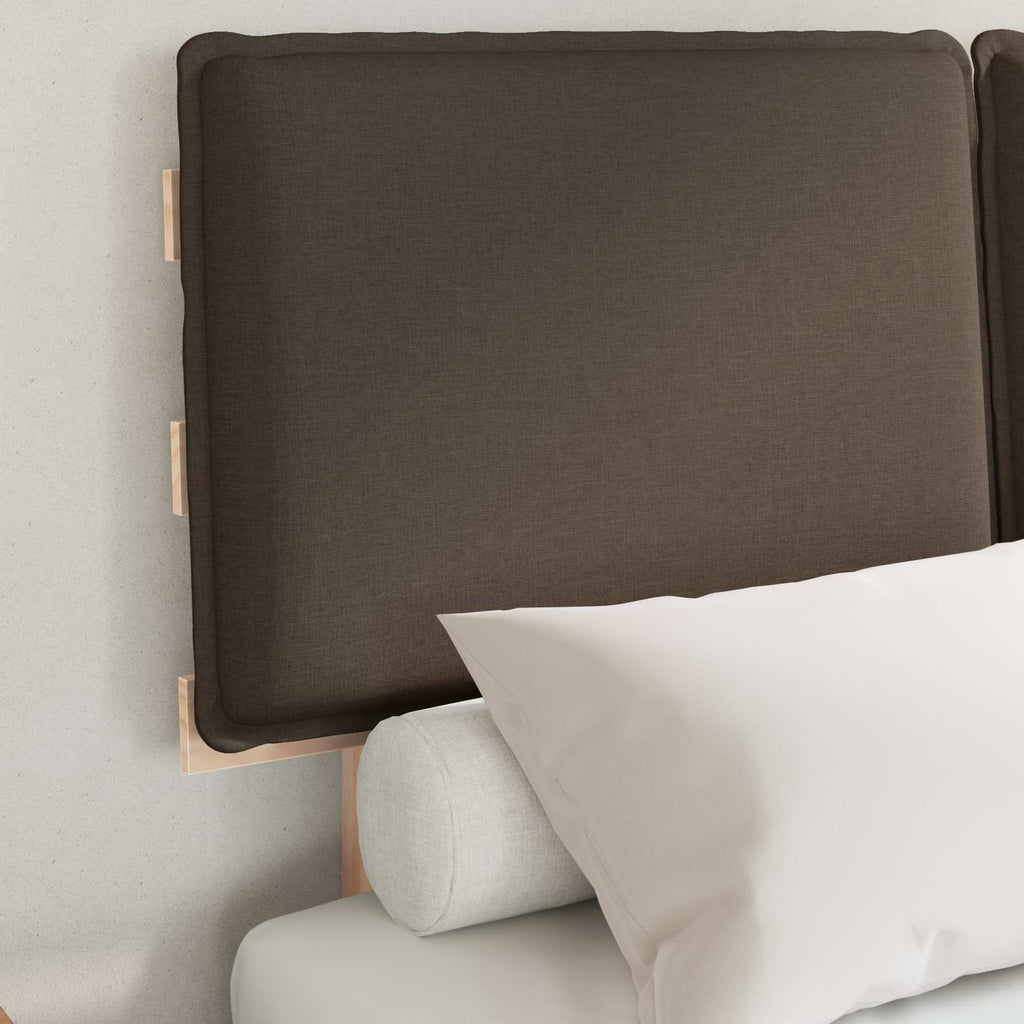 Estructura de Cama con Cabecera Tapizada Taupé 120 x 190 cm