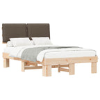 Estructura de Cama con Cabecera Tapizada Taupé 120 x 190 cm