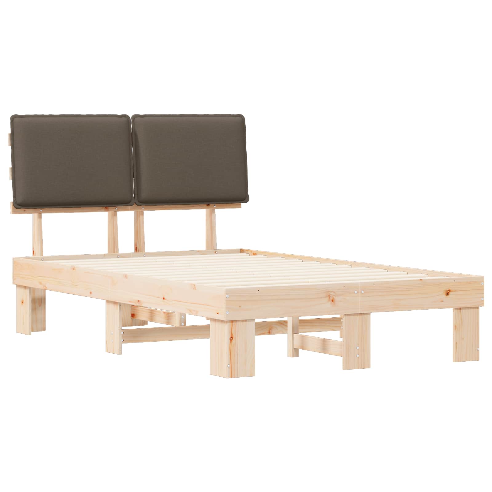 Estructura de Cama con Cabecera Tapizada Taupé 120 x 190 cm