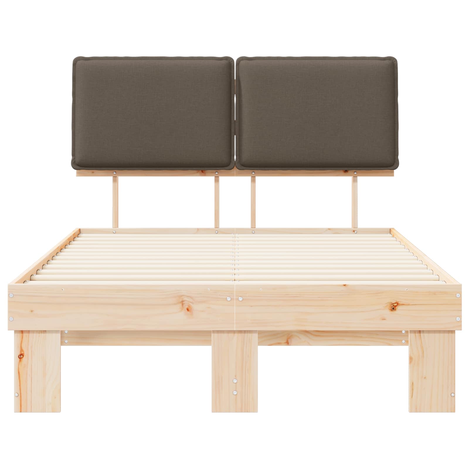 Estructura de Cama con Cabecera Tapizada Taupé 120 x 190 cm