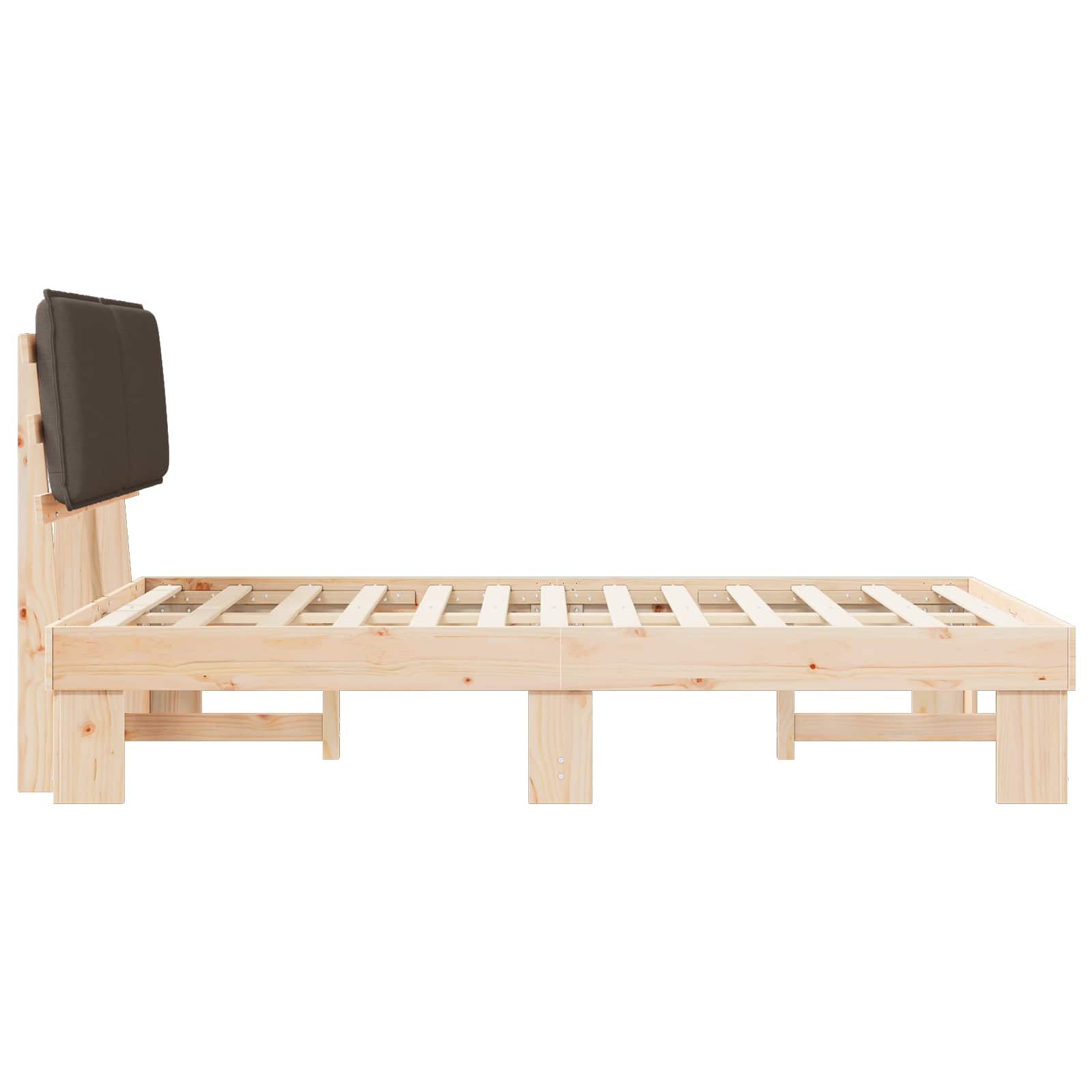 Estructura de Cama con Cabecera Tapizada Taupé 120 x 190 cm