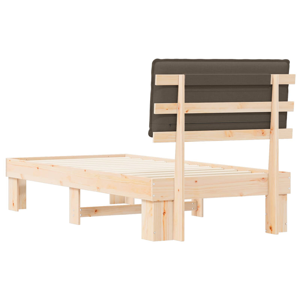 Estructura de Cama con Cabecera Tapizada Taupé 100 x 200 cm