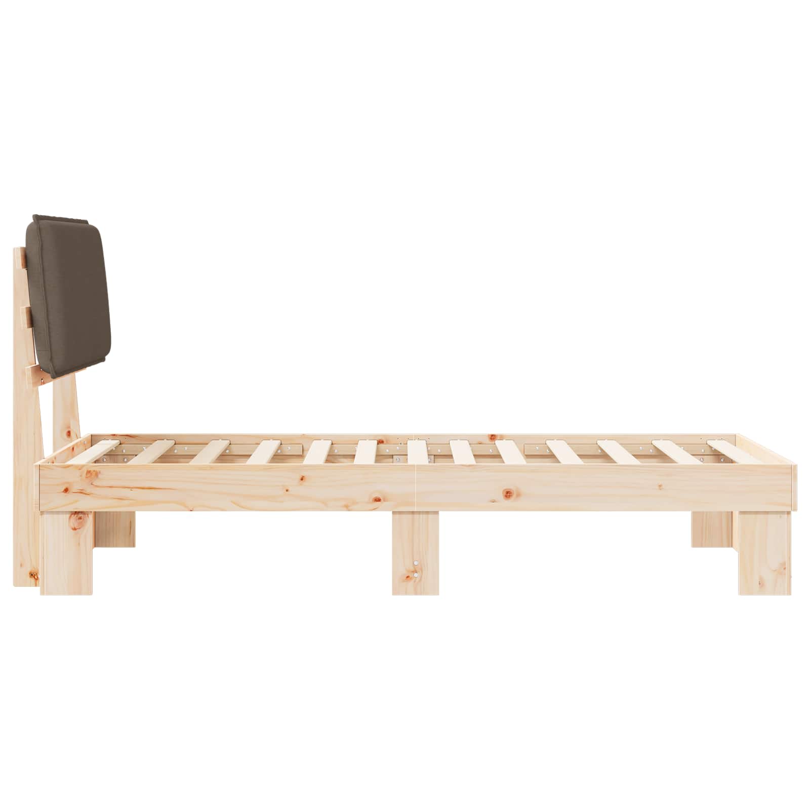Estructura de Cama con Cabecera Tapizada Taupé 100 x 200 cm
