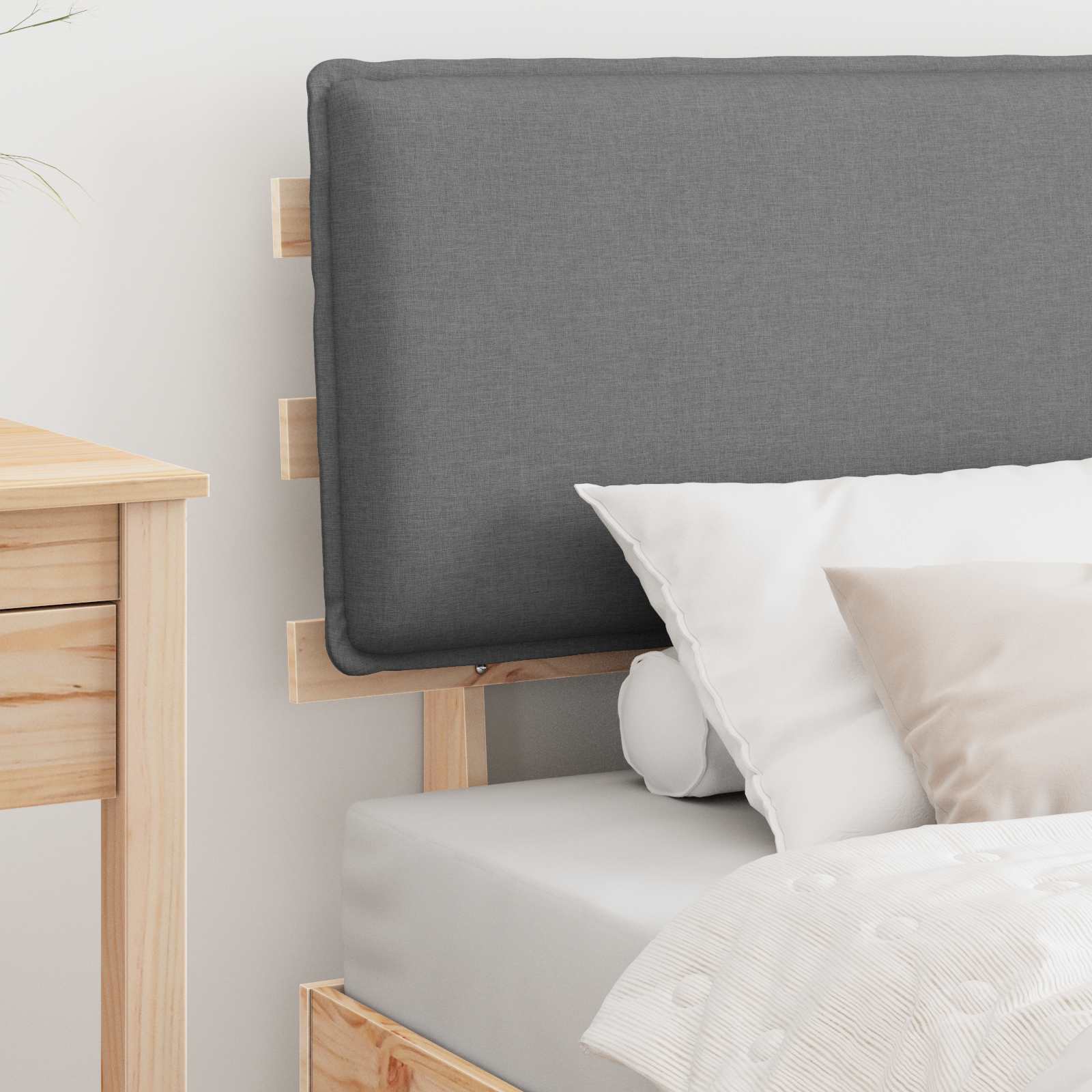 Estructura de Cama con Cabecera Tapizada Gris Claro 90 x 200 cm