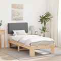Estructura de Cama con Cabecera Tapizada Gris Claro 90 x 200 cm