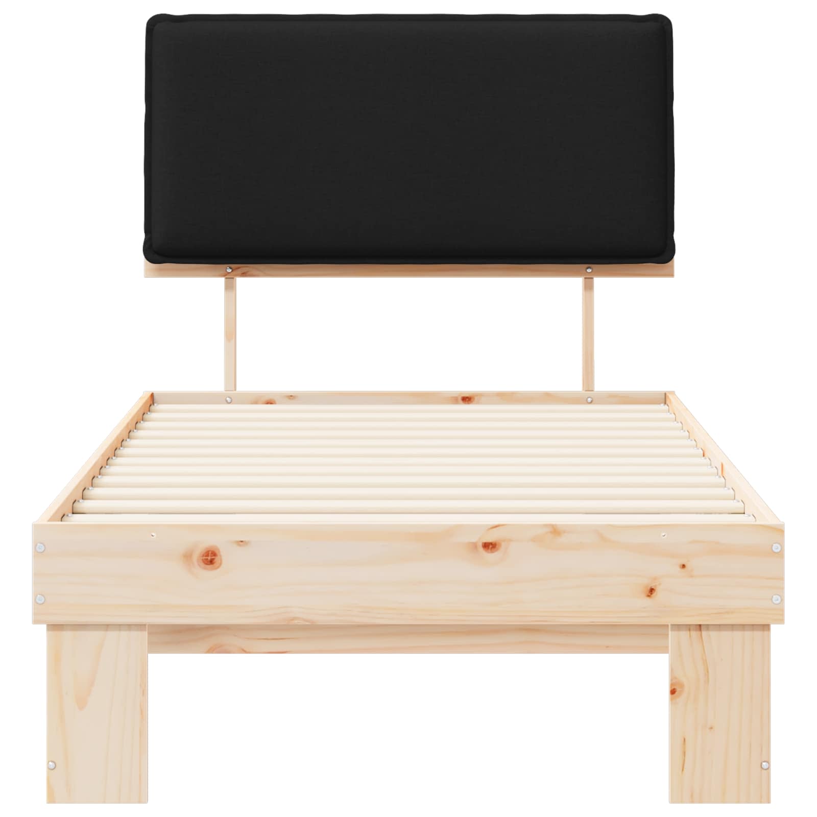 Estructura de Cama con Cabecera Tapizada Negro 90 x 200 cm
