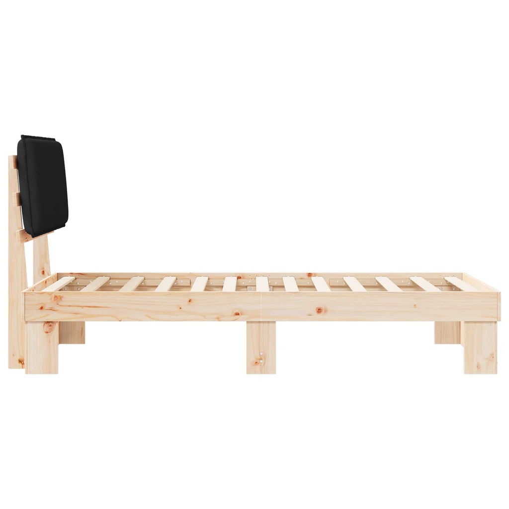 Estructura de Cama con Cabecera Tapizada Negro 90 x 200 cm