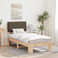 Estructura de Cama con Cabecera Tapizada Taupé 90 x 200 cm