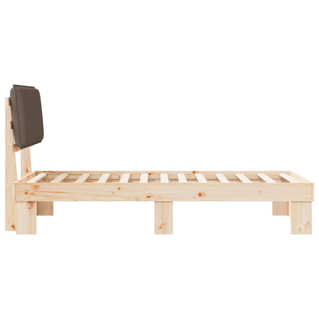Estructura de Cama con Cabecera Tapizada Taupé 90 x 200 cm