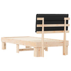 Estructura de Cama con Cabecera Tapizada Negro 80 x 200 cm