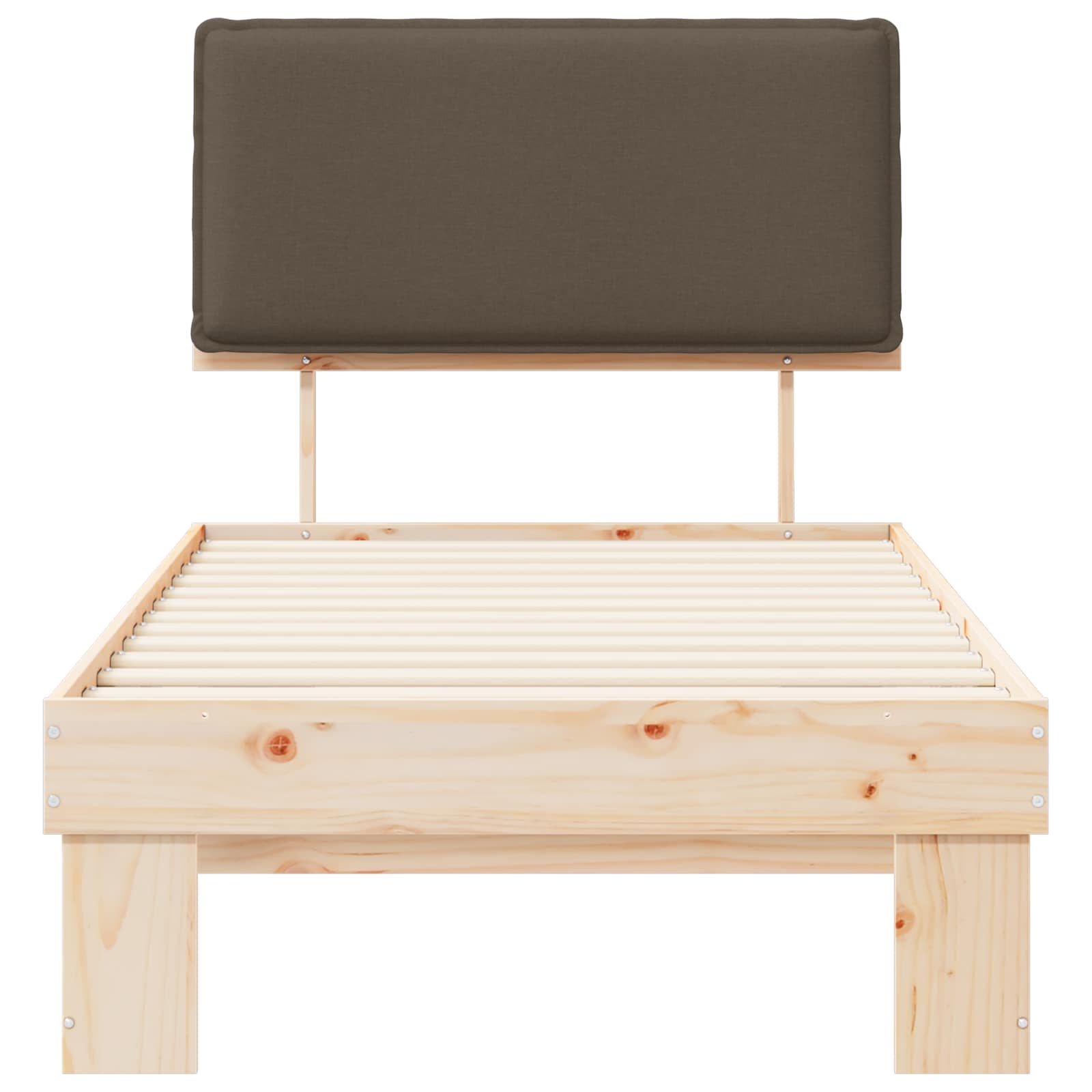 Estructura de Cama con Cabecera Tapizada Taupé 80 x 200 cm