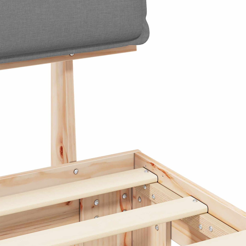 Estructura de Cama con Cabecera Tapizada Gris Claro 90 x 190 cm