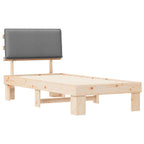 Estructura de Cama con Cabecera Tapizada Gris Claro 90 x 190 cm