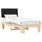 Estructura de Cama con Cabecera Tapizada Negro 90 x 190 cm