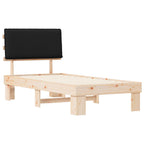 Estructura de Cama con Cabecera Tapizada Negro 90 x 190 cm