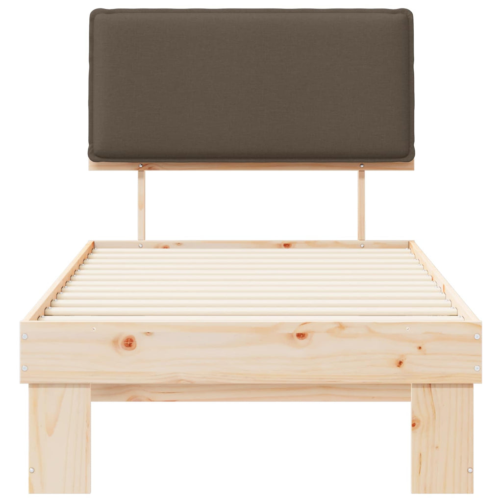 Estructura de Cama con Cabecera Tapizada Taupé 90 x 190 cm