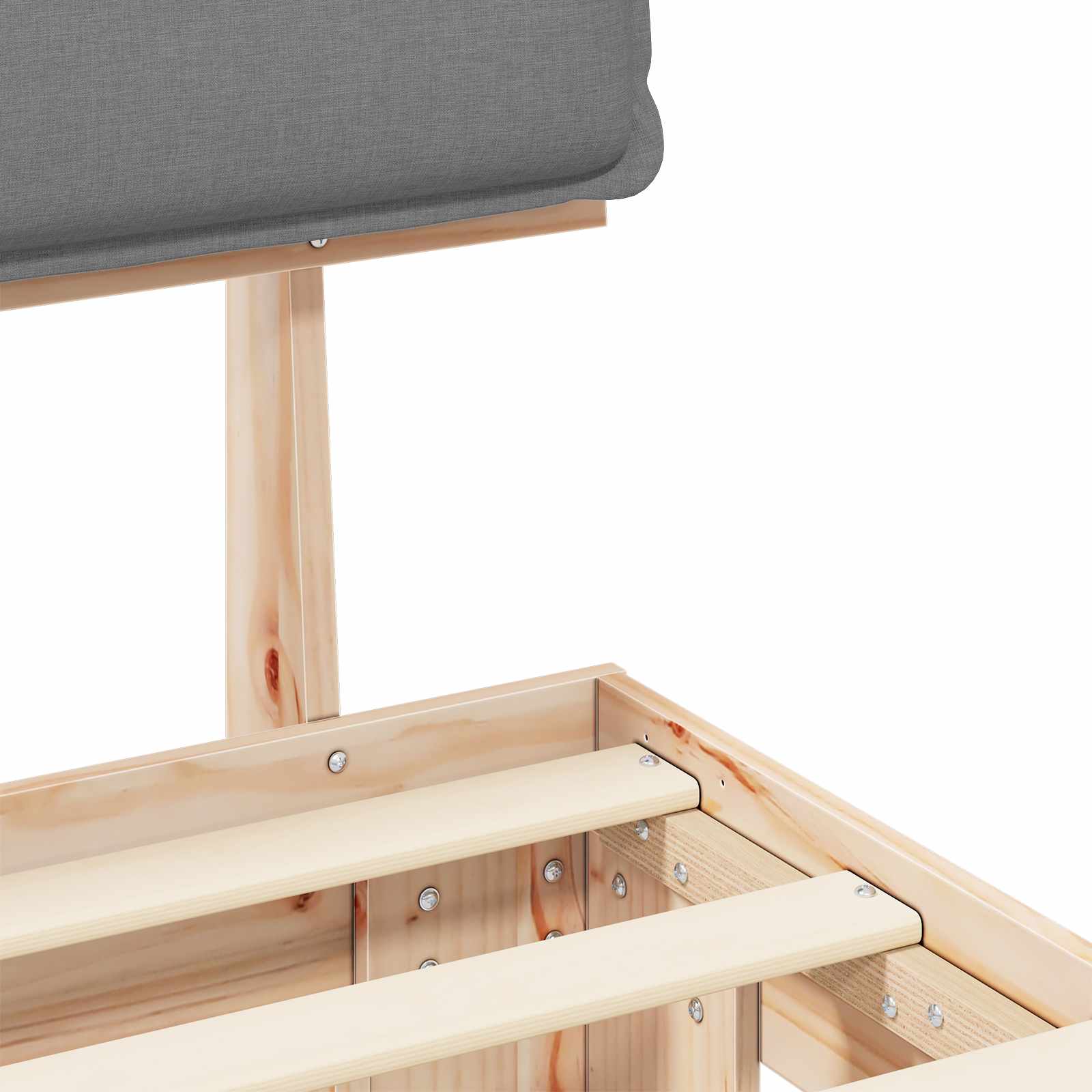 Estructura de Cama con Cabecera Tapizada Gris Claro 75 x 190 cm